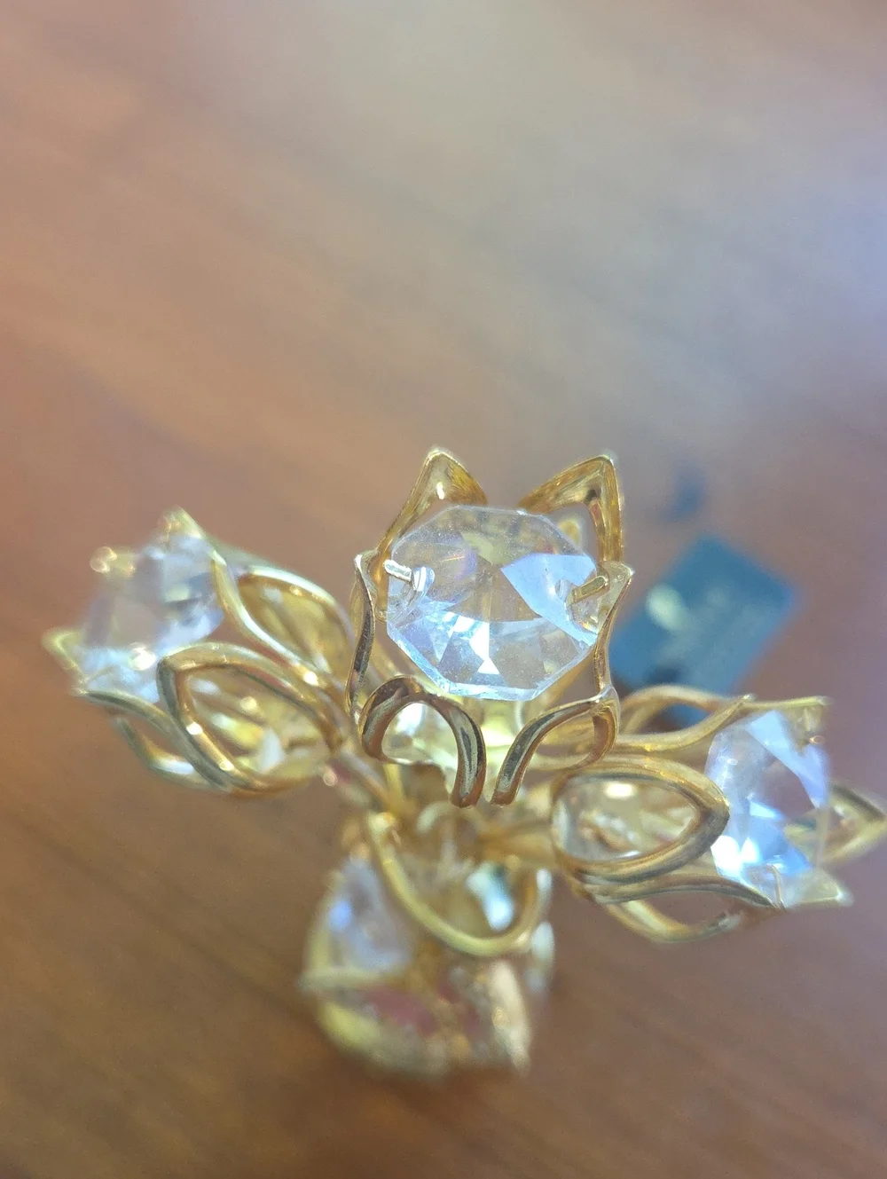 24K Gold Plated Tulip Crystal Accent Vase with Butterfly